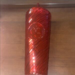 Red Swirl Glass Vase